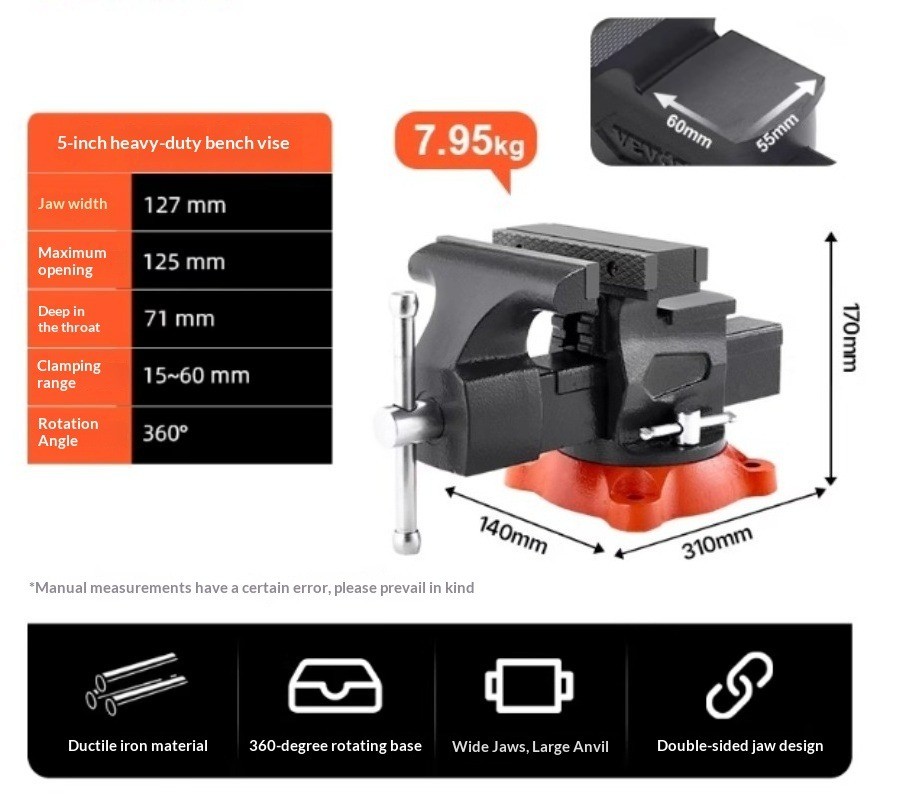 Industrial-Grade Bench Vise Workbench Clamp Multi-Function Universal Bench Vise