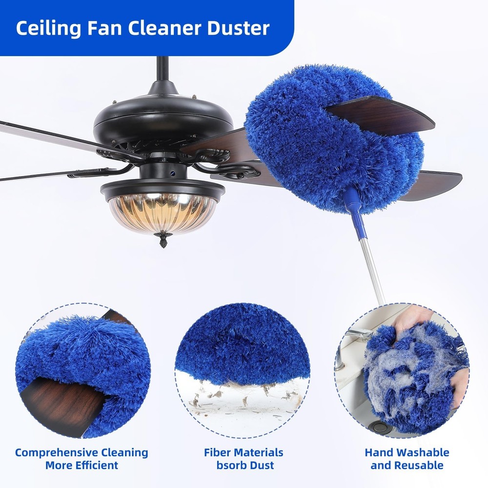 Microfiber Duster for High Ceiling Fan Blades, Cobweb with Extension Pole Adj...