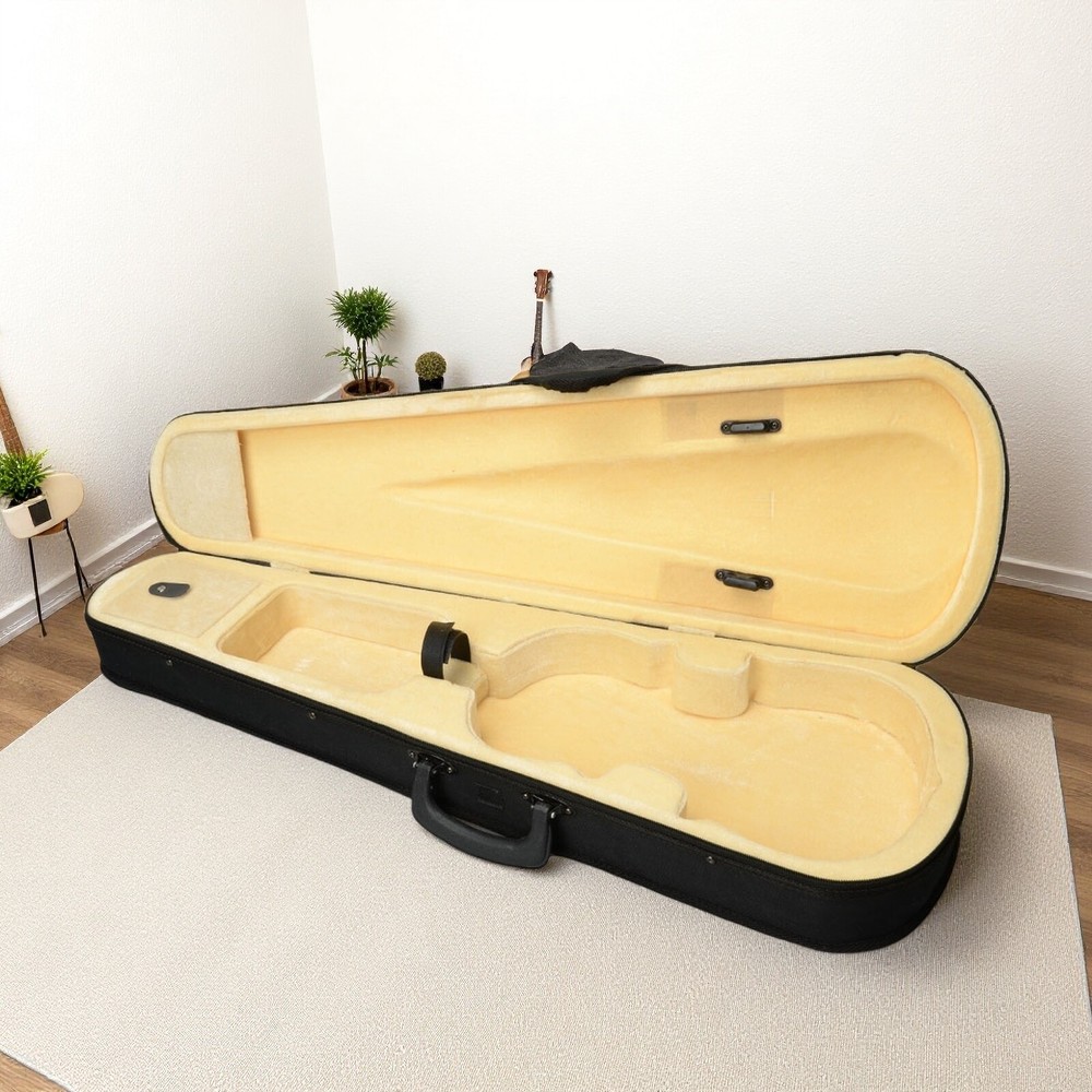 Black Violin Case - 4/4, Beige Interior, Triangle & Durable Cloth Fluff