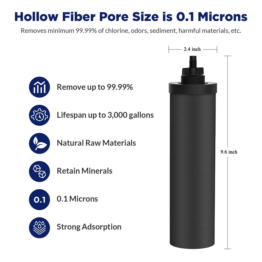 6Pk Black Water Filter Replacement,Compatible with Gravity Water Filter System