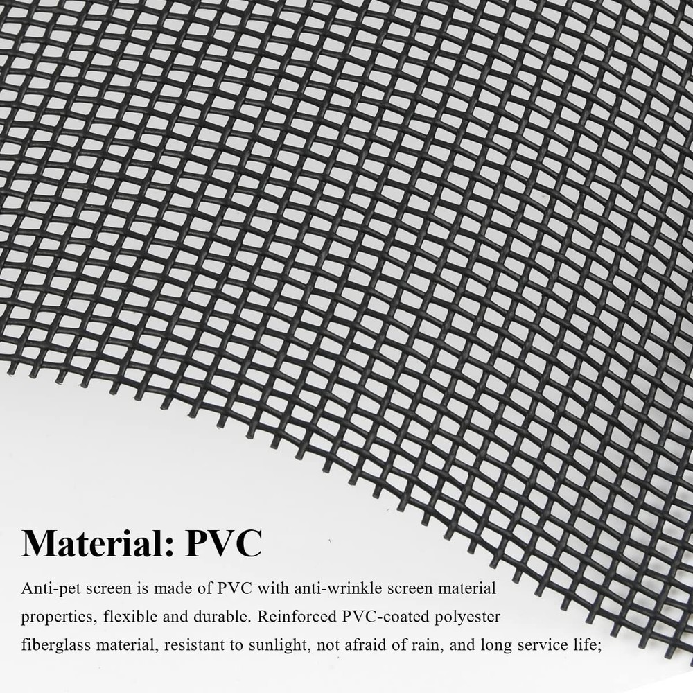 39x100" Pet Proof Window Screen Replacement Thicken Charcoal Mesh Scratch