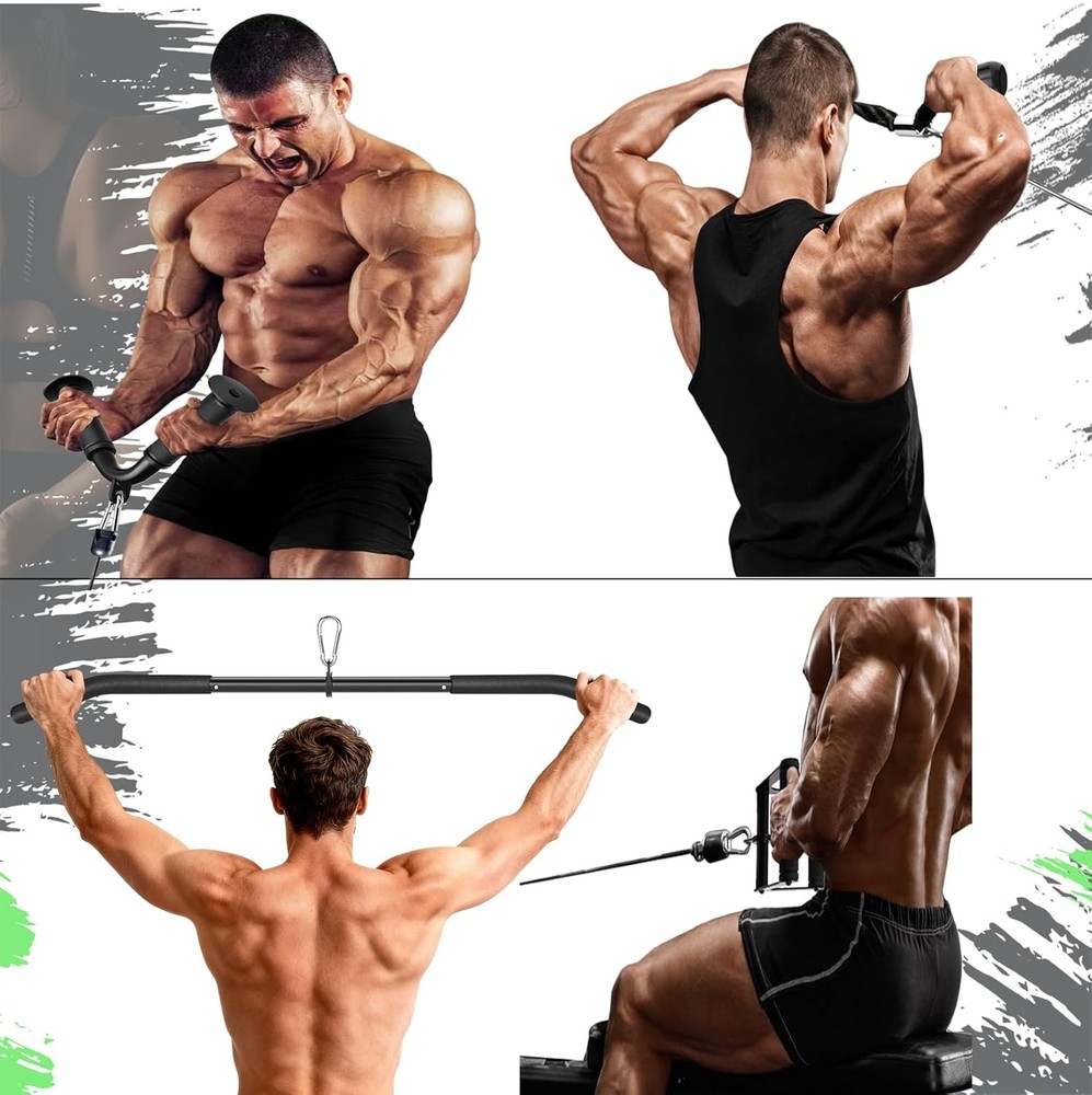 Cable Machine Attachments Set Lat Pulldown Chest Crossover Home Gym Workout