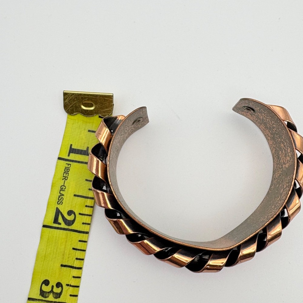Vintage Copper & Black Woven Chain Cuff Bracelet Adjustable Boho Chic Statement