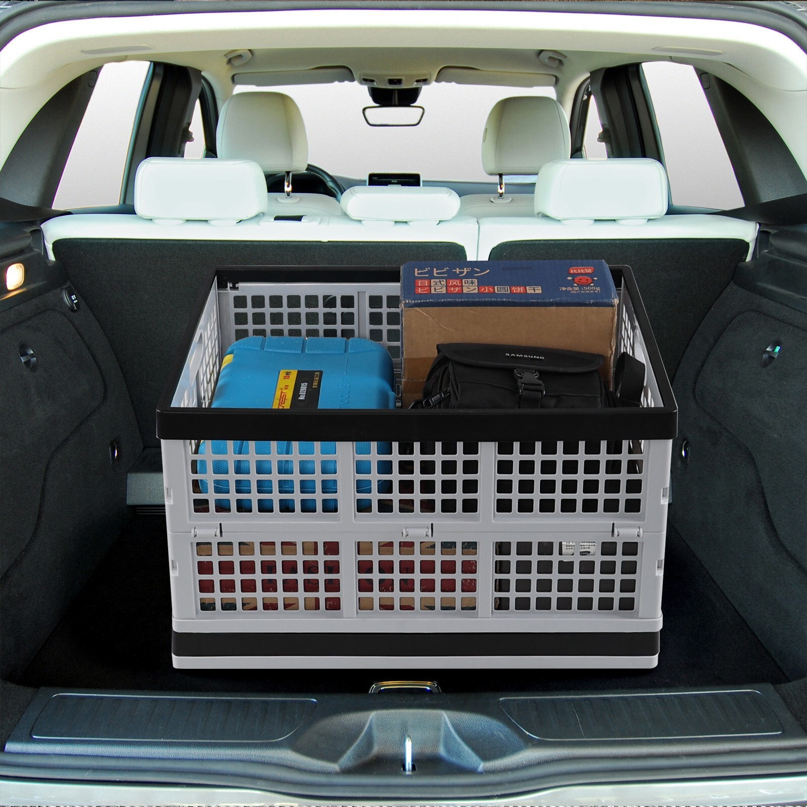 Cand 42 Liter Plastic Folding Stackable Crate, Collapsible Storage Crate, 2 Pack