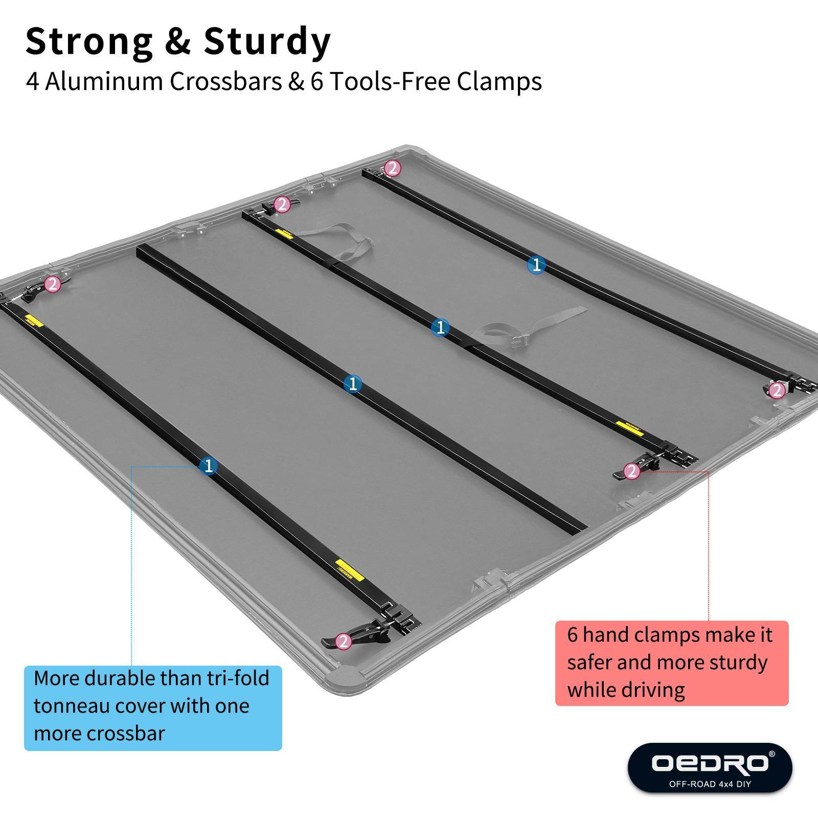 OEDRO 5.6Ft/5.7ft Bed Four-Fold Soft Tonneau Cover For 2009-2022 Dodge Ram 1500