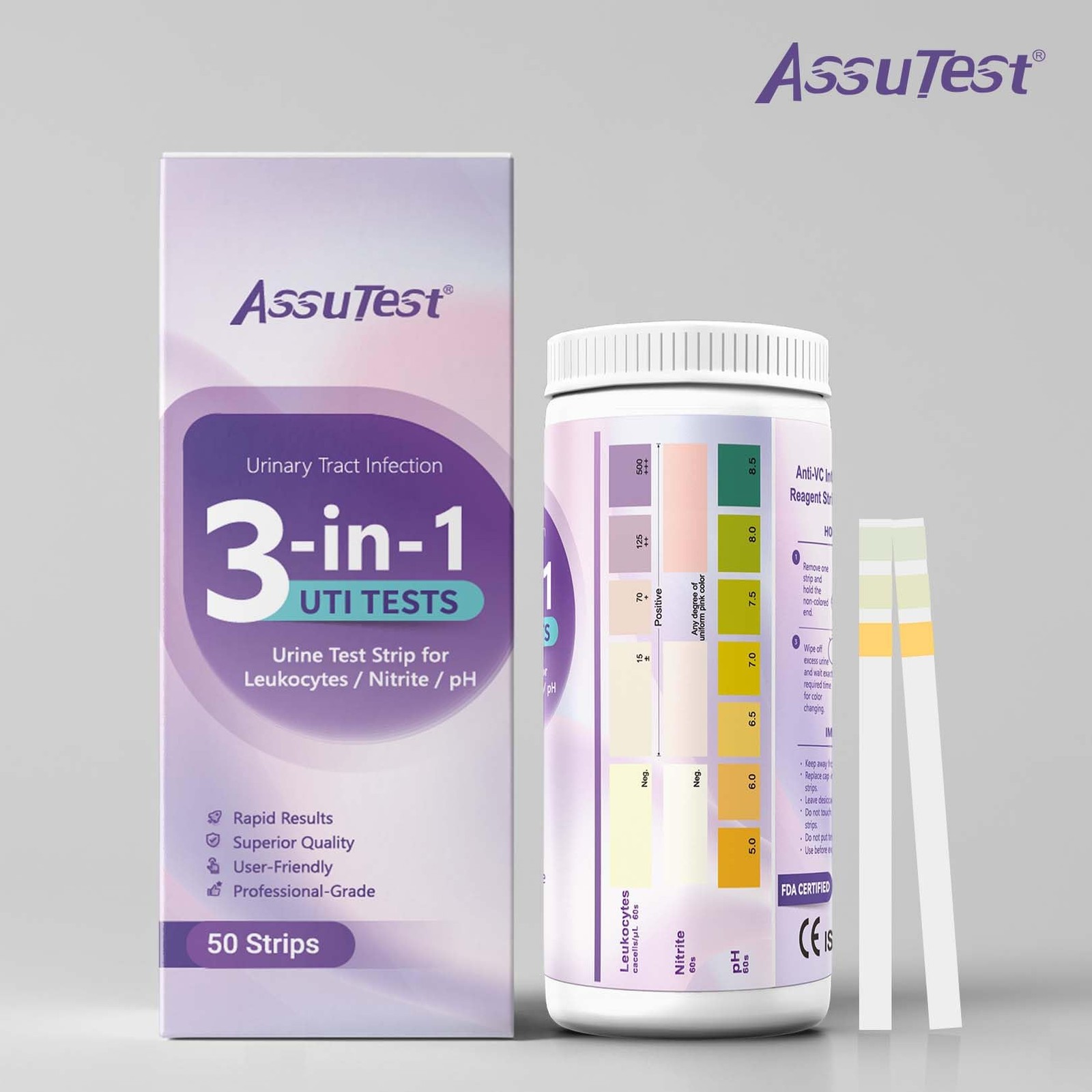 UTI Test Strips - 3-in-1 Advanced Urinary Tract Infection Home for Women Men ...