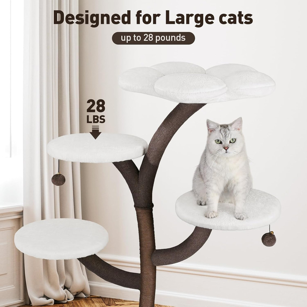 Stylish Multi-Level Cat Tree with Scratching Post for Large Indoor Cats