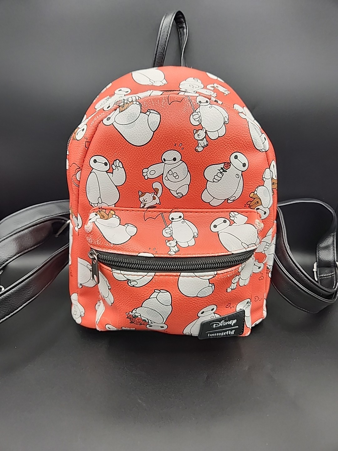 Loungefly Big Hero 6 Baymax All Over Mini Backpack Disney Red Some Wear See Pics