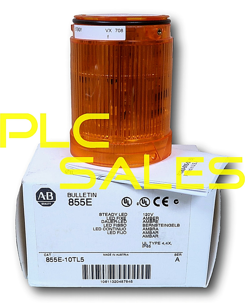 Allen Bradley 855E-10TL5 | 120V Steady Amber LED Stack Light *NEW*