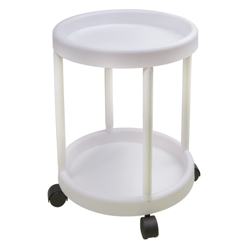 Evelyne White Mini Rolling Craft Side Double Deck Desk Portable End Table