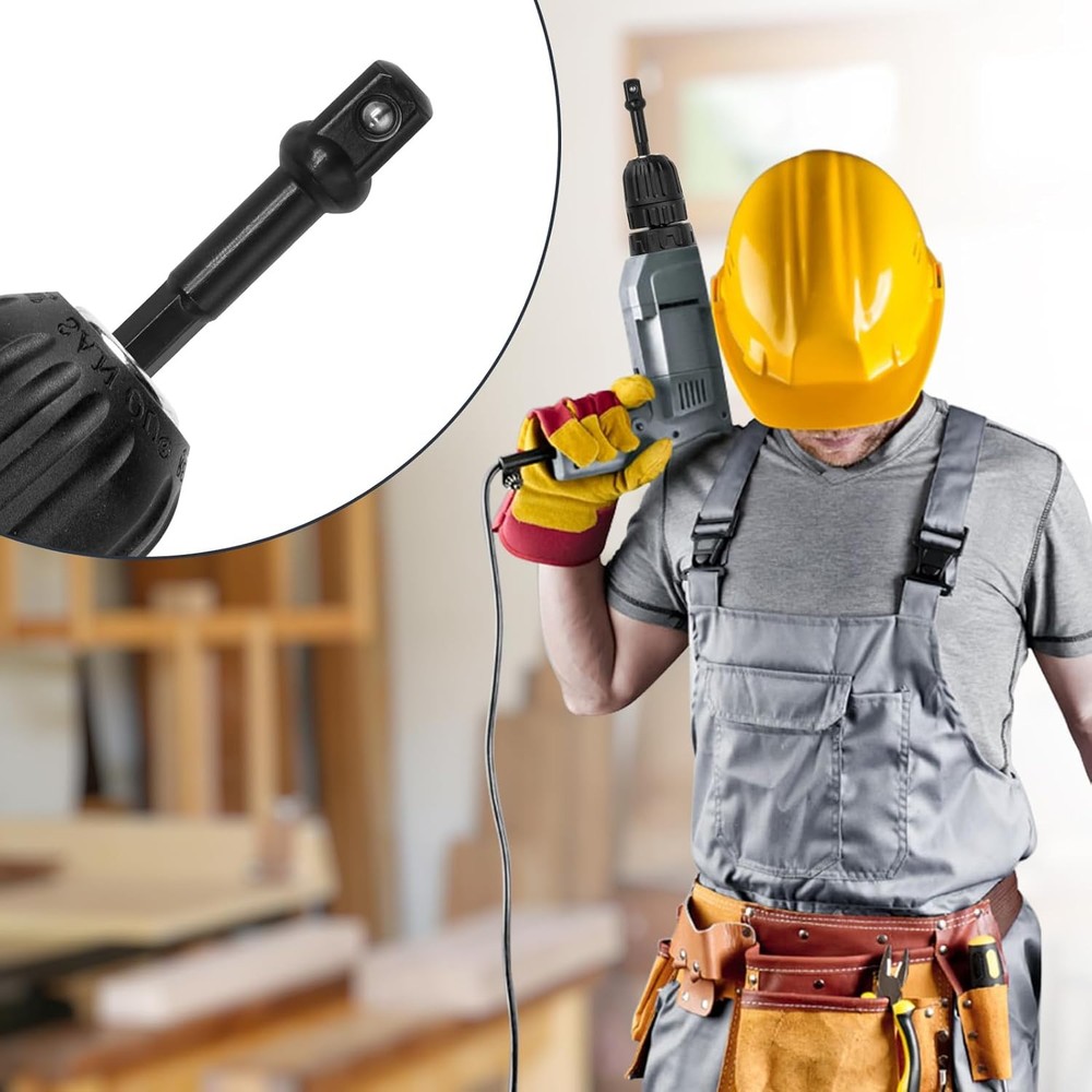 5 Pcs 3/8 Inch Impact Adapter Square Socket, Black Drill Socket Extension Driver