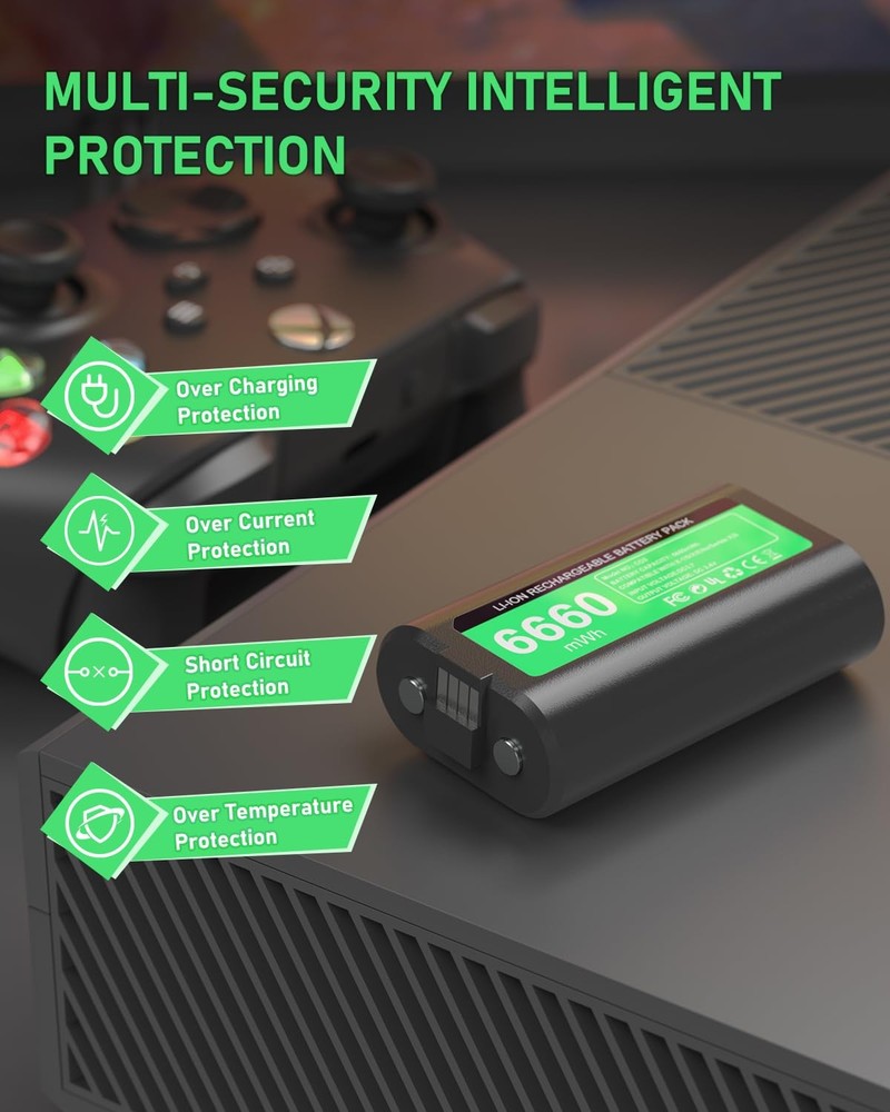 Rechargeable Controller Battery Pack for Xbox One/Xbox Series X|S, 2x6660mWh ...