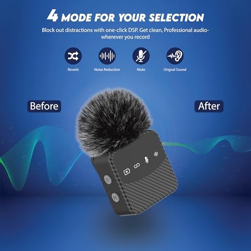 Wireless Lavalier Microphone for iPhone & Android, Auto-Pairing Noise