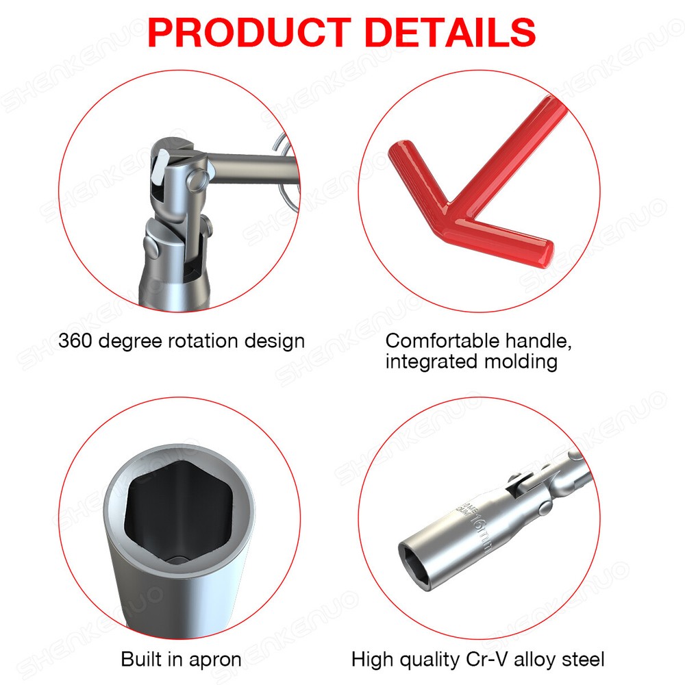 1pc Spark Plug Socket Wrench Remover Installer T-Handle 5/8" 16mm Universal Tool