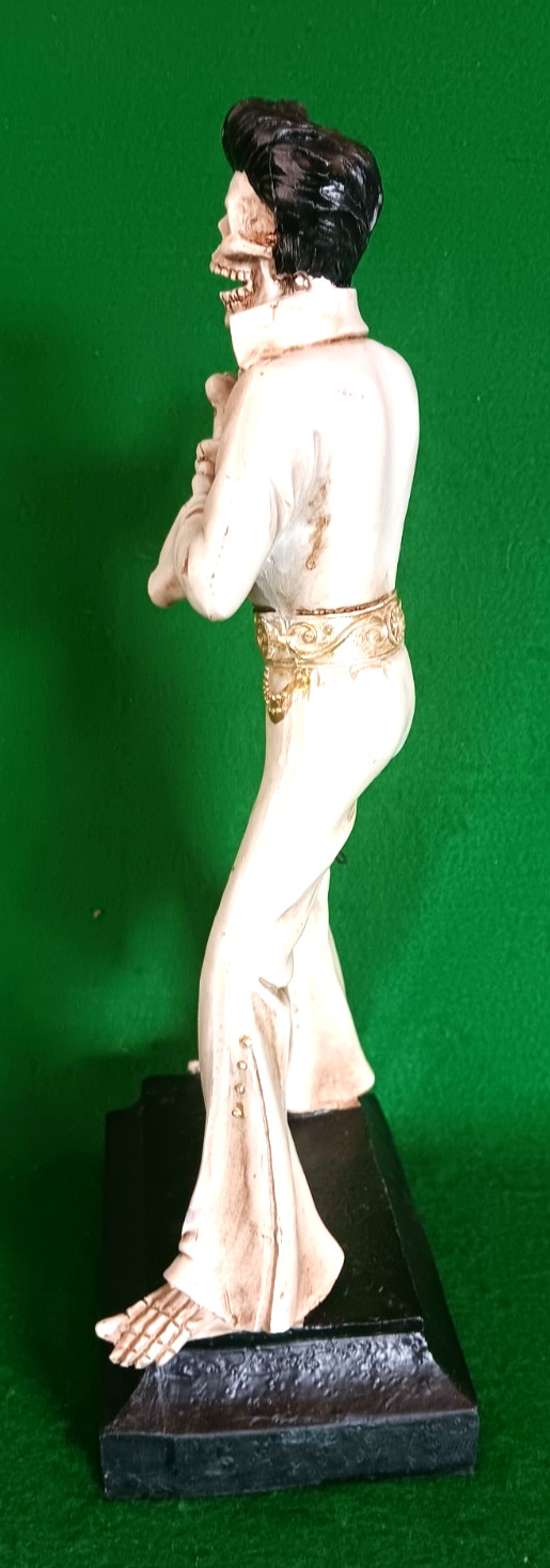 Hallow's Eve 12" Skeleton Elvis Performing in White Jumpsuit Resin Figurine,NWT!