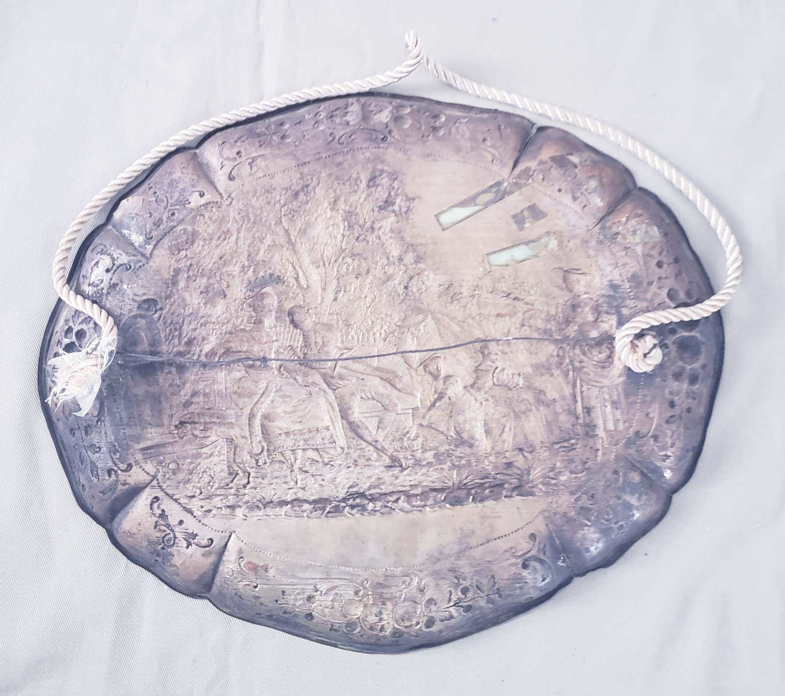 Large Antique Embossed Copper Wall Art