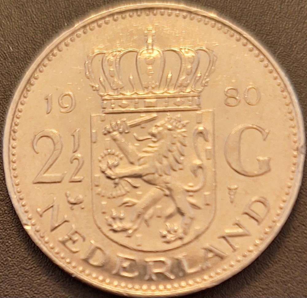 Netherlands 2 1/2 Gulden 1980 UNC