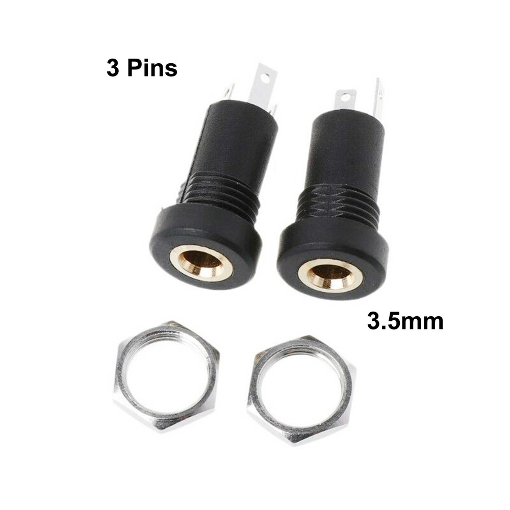10x 3.5mm Audio Female Jack Socket 3-Pole Stereo Solder Panel Mount Adapter Nuts