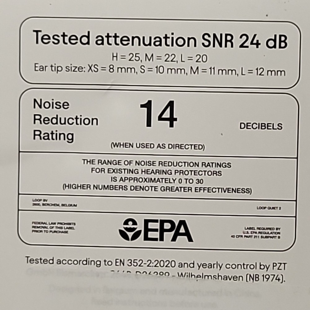 Noise Reduction Loop Quiet 2 (24dB) Reusable Earplugs ~ Violet ~ OPEN BOX