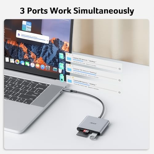 SD Card Reader USB C, 3 in 1 Memory Card Reader for iPhone 16/15 with Dual