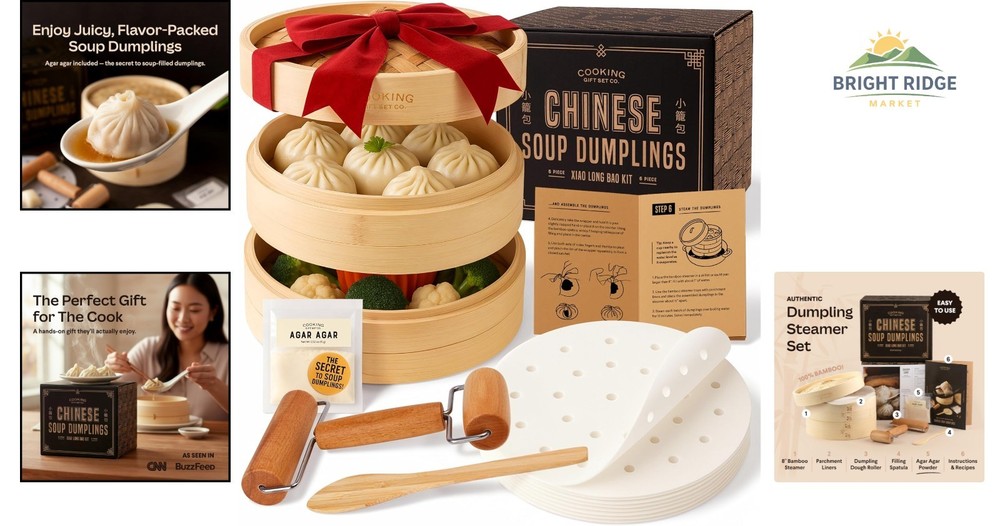 Authentic Soup Dumpling Steamer Set with Step-by-Step Instructions & Accessories