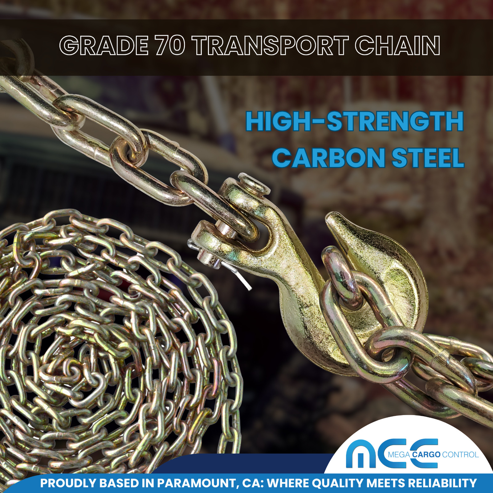 1 Pack G70 5/16" V Bridle Tow Chain w/ 8" J Hook & TJ Combo & Grab Hook 2ft Legs