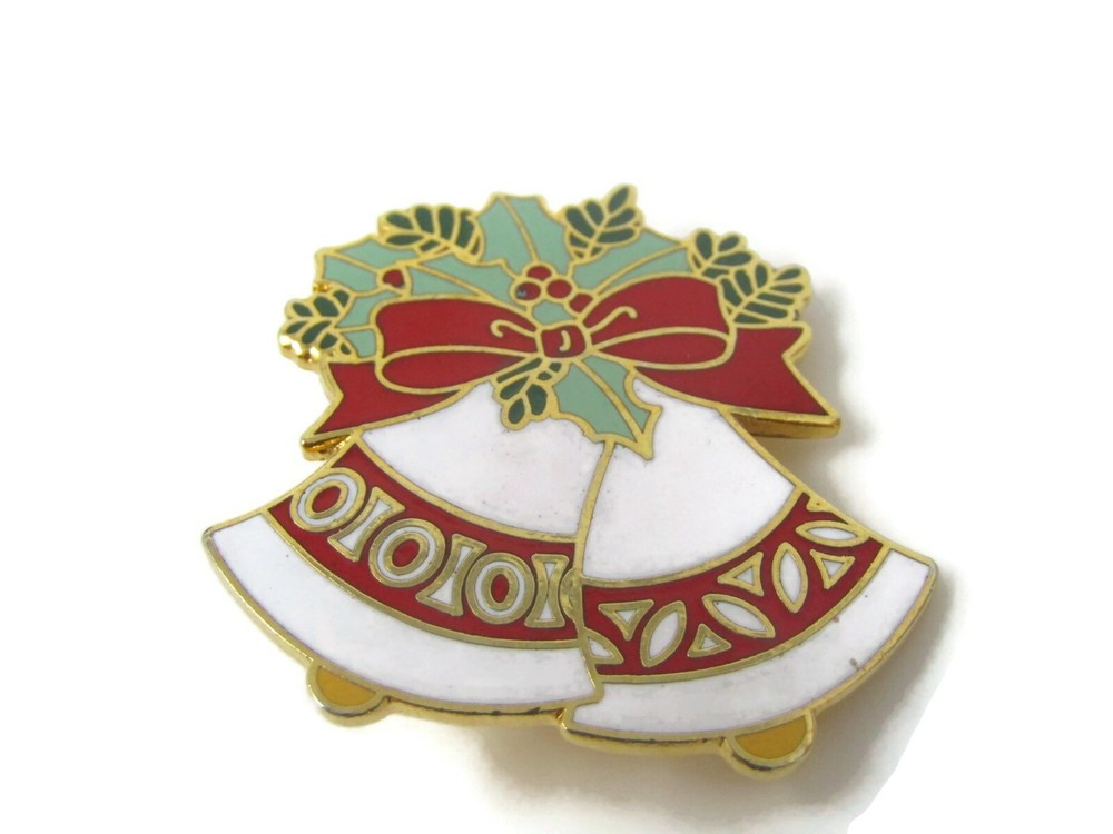 Christmas Pin Double Bells Vintage