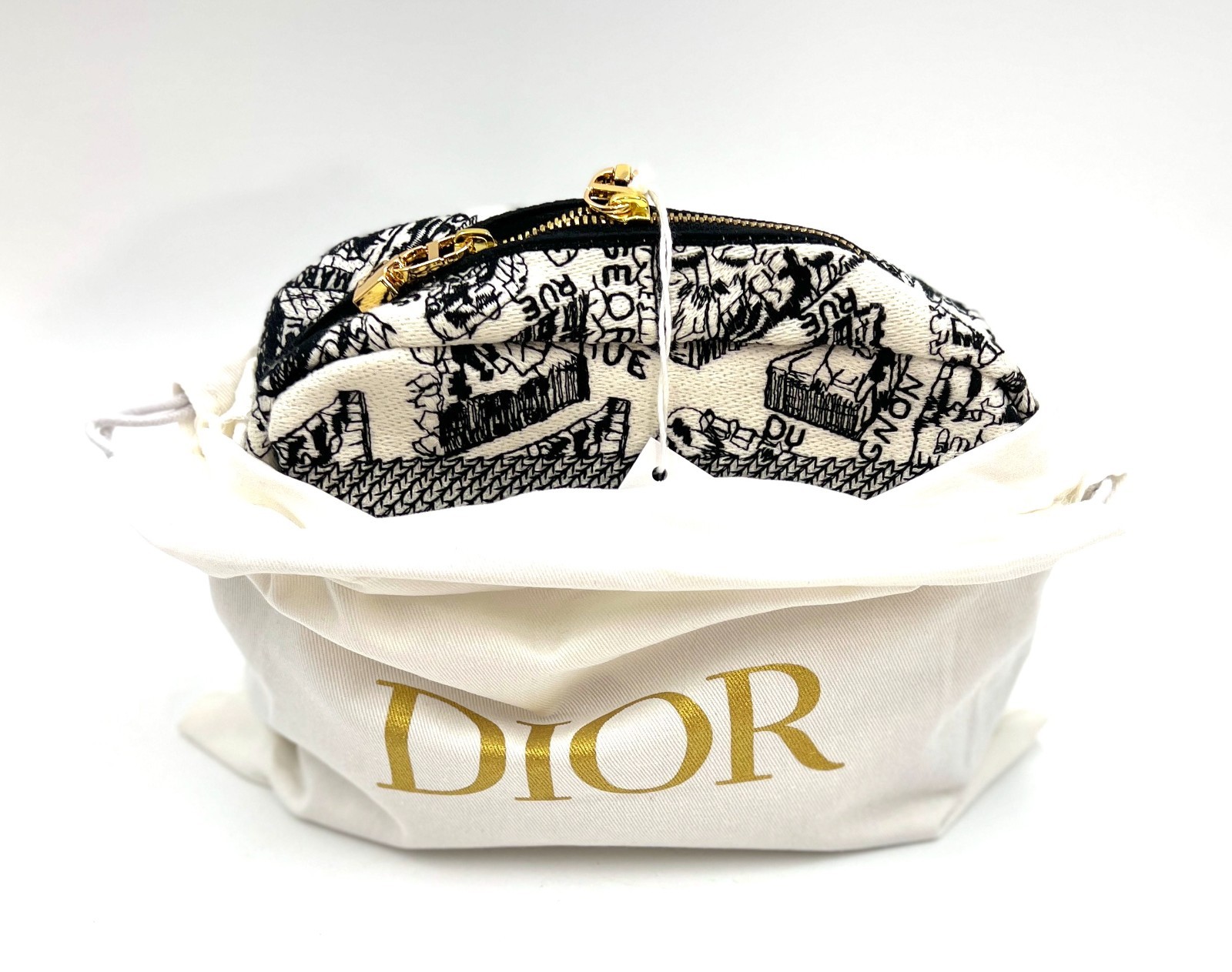 New! Christian Dior Plan De Paris Canvas Embroidered Cosmetic Bag