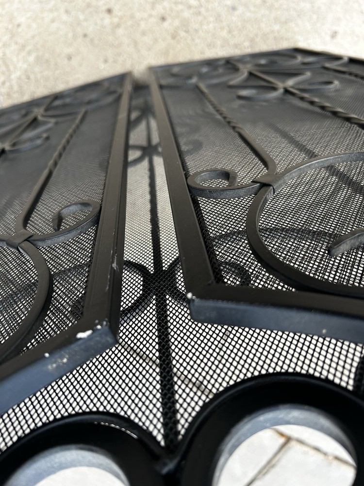 Black metal fireplace screen - Folds Flat - Nice Scrollwork