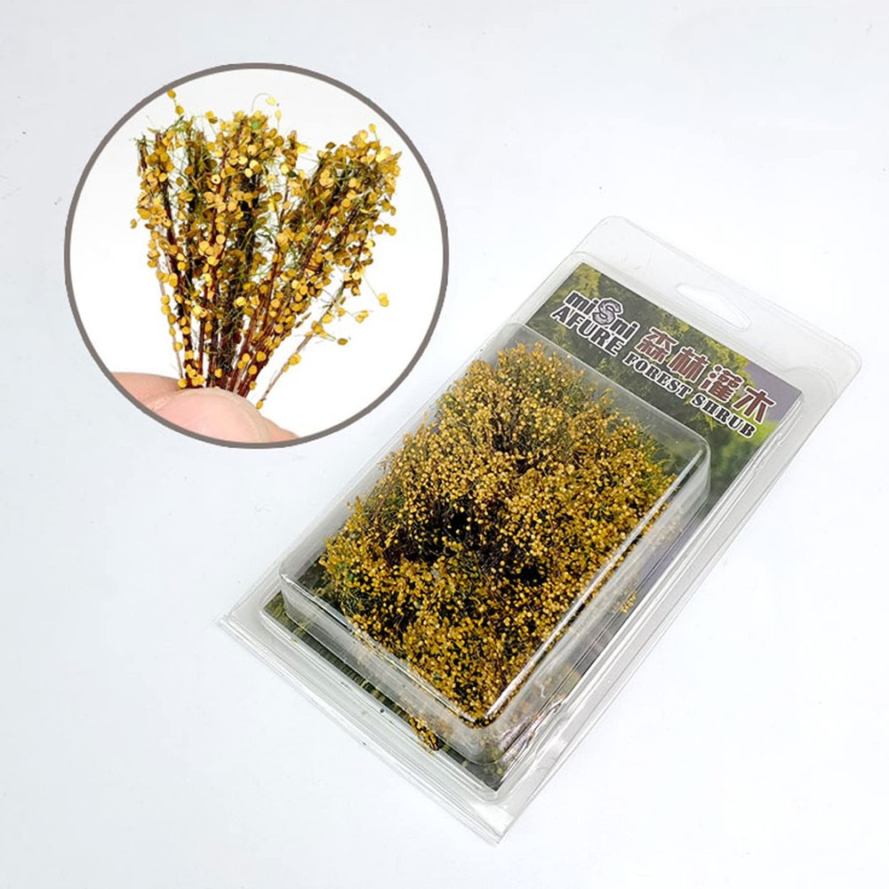 Miniature Shrubs, Withered Yellow, Static Grass Tuft, Model Train Landscape