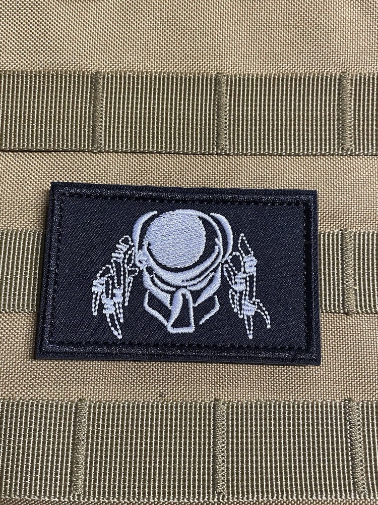 Predator Alien Tactical Military Hook Loop Patch White
