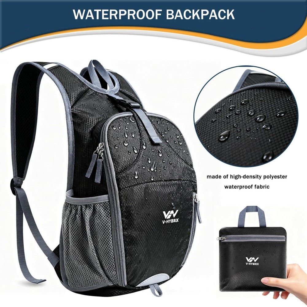 15L Foldable Hiking Backpack,Lightweight Packable Waterproof Machine Washable...
