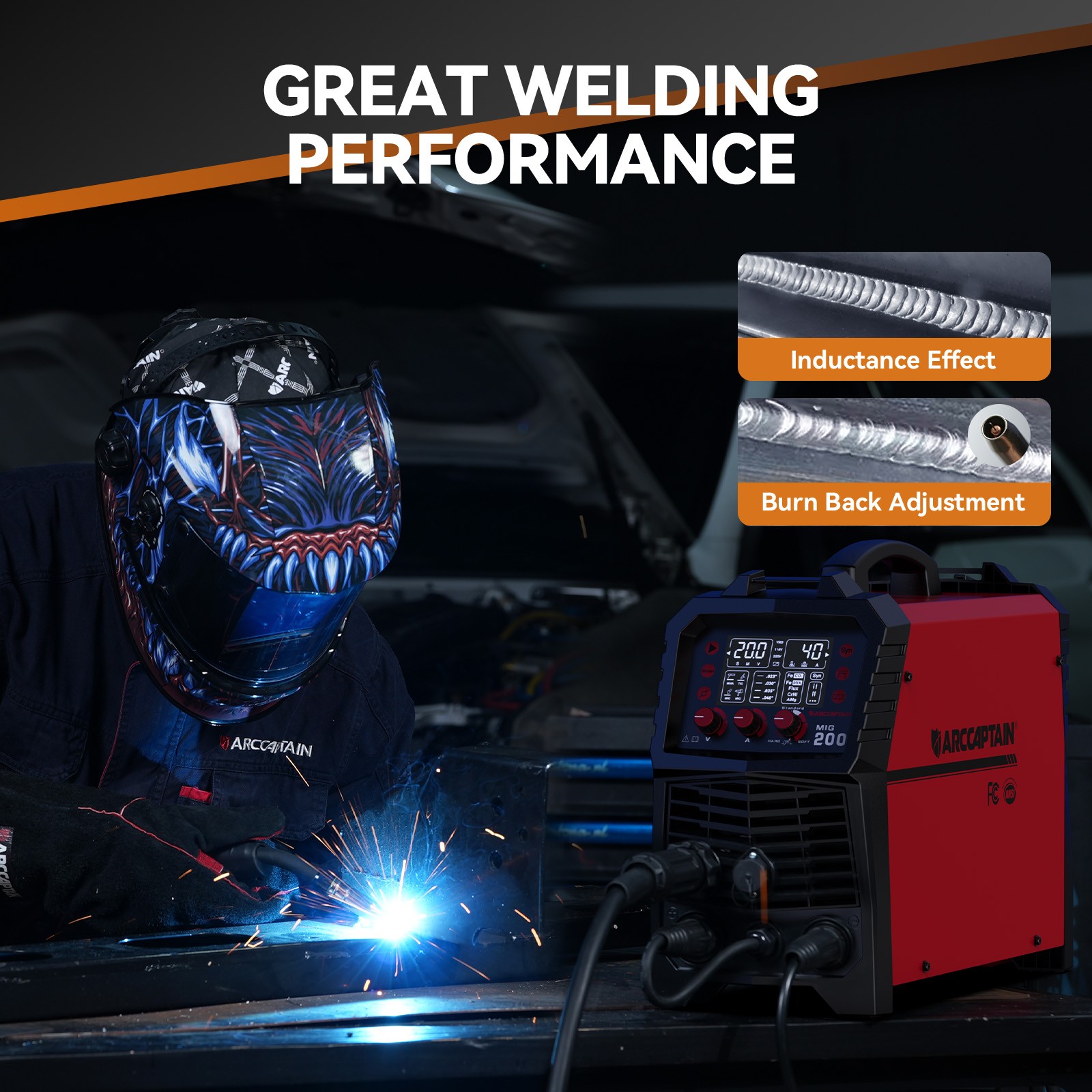 200A MIG Welder 110V/220V Gas/Gasless Flux Core Stick Lift Tig Welding Machine