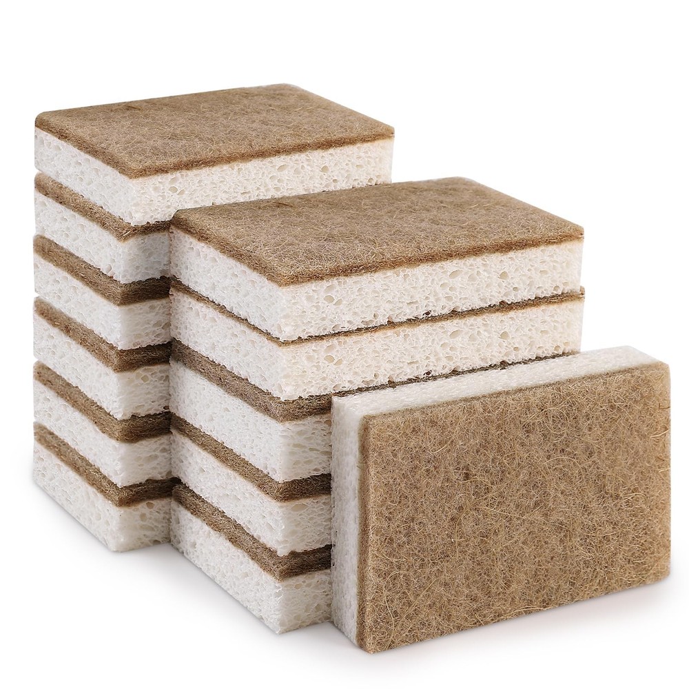 Natural Sponges For Dishes 12 Pack Keep Soap Biodegradable Kitchen Sponge Compos