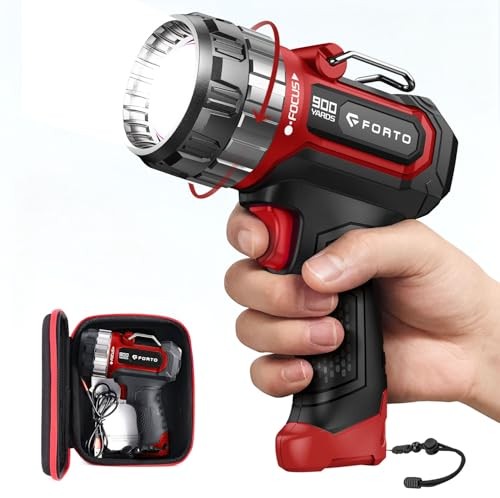 Compact Rechargeable Spotlight with Adjustable Focus, Handheld Spot Basic Red