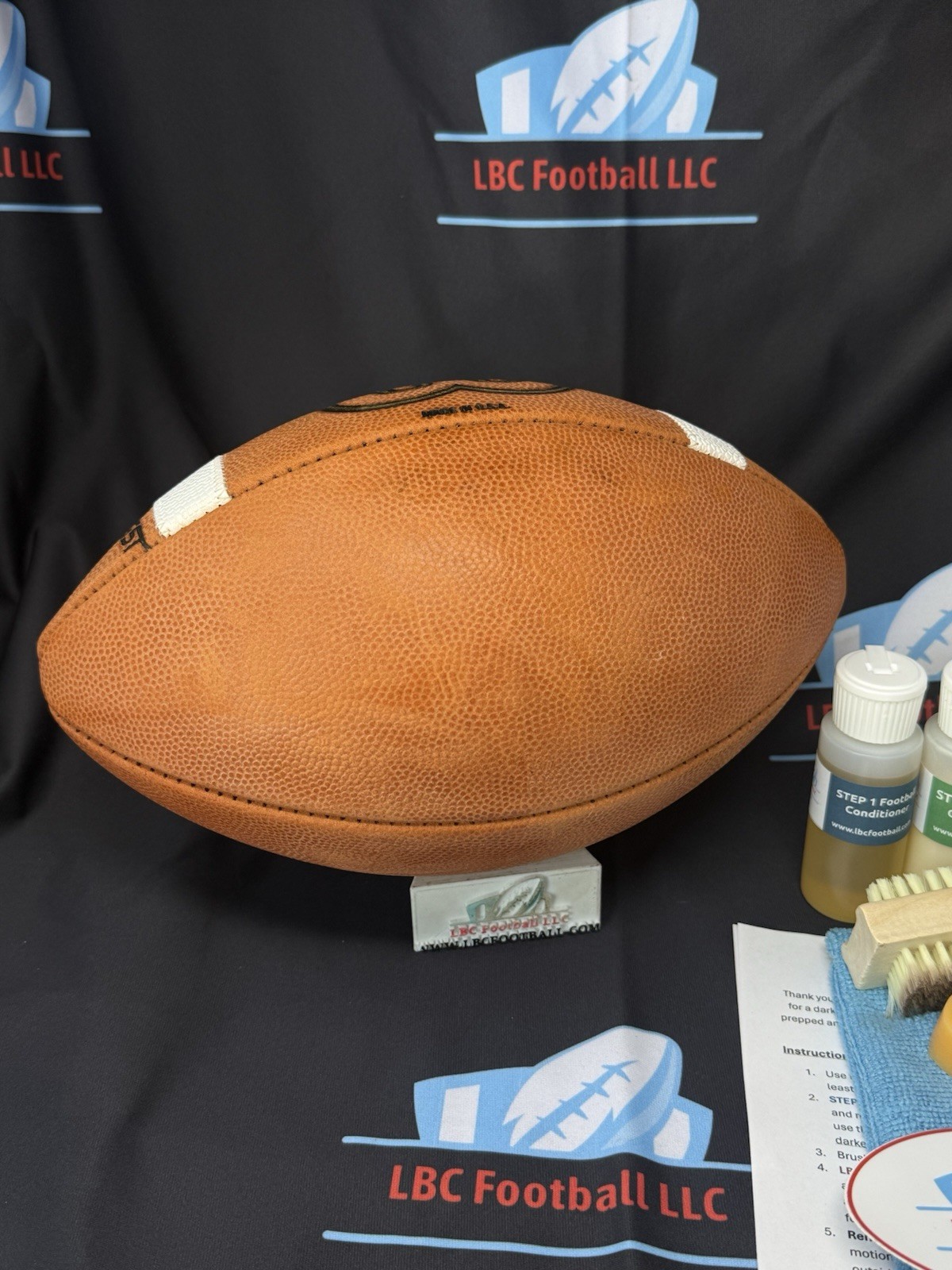 Brand New Wilson GST Full-Size Leather Football + LBC Football DIY Prep Kit