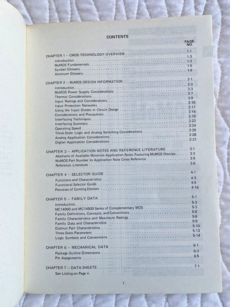 MOTOROLA McMos Integrated Circuits Data Book FIRST EDITION 1973
