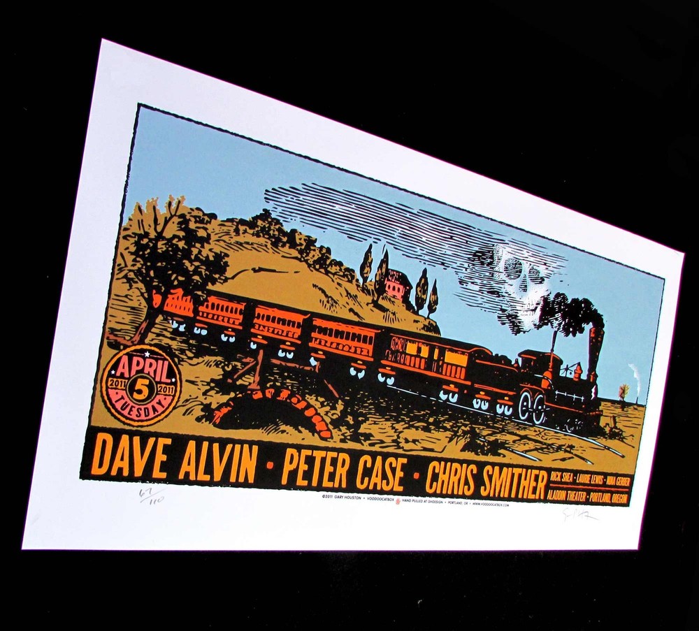 Dave Alvin Peter Case Poster Portland 2008 Signed Silkscreen Gary Houston COA