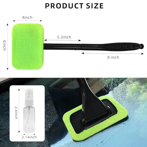 Car Windshield Cleaning Tool, Microfiber Auto Window Cleaner Set with 2