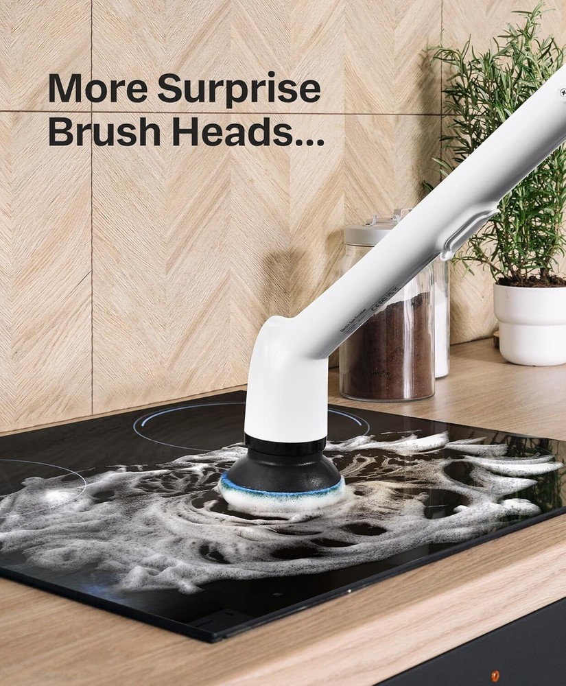 Full-Body Waterproof Spin Scrubber with 3-Length Handle & Replaceable Brushes
