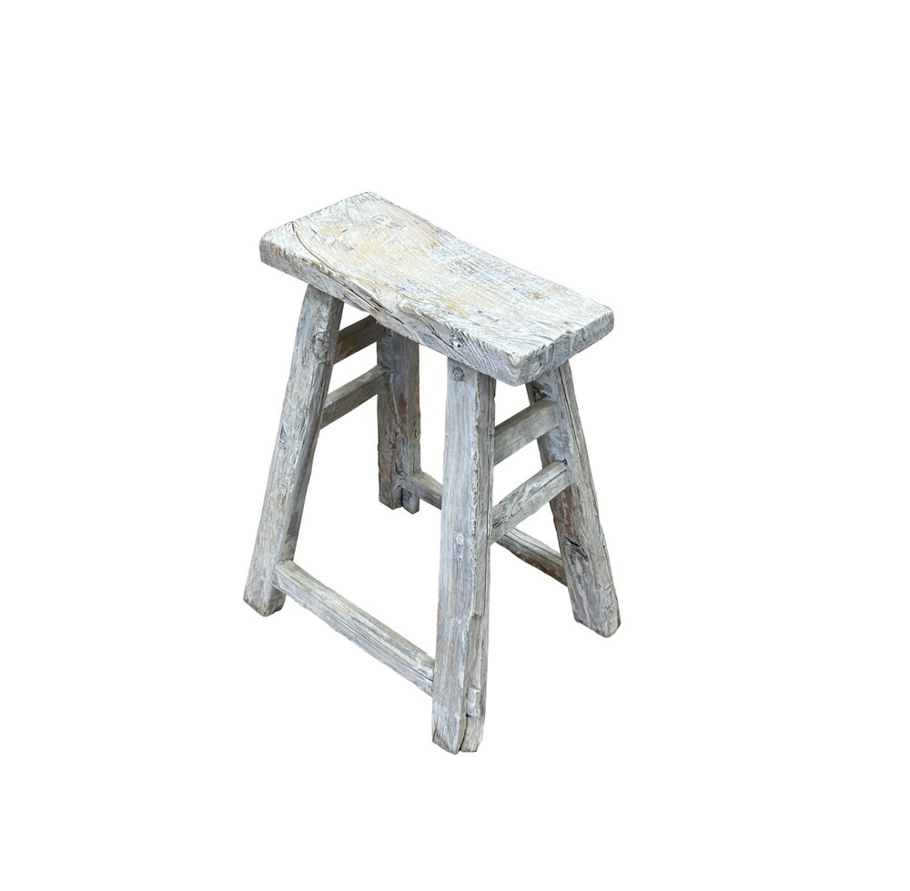 Rustic Raw Rough Wood Grain Rectangle Slim Stool Bench Side Table ws4584