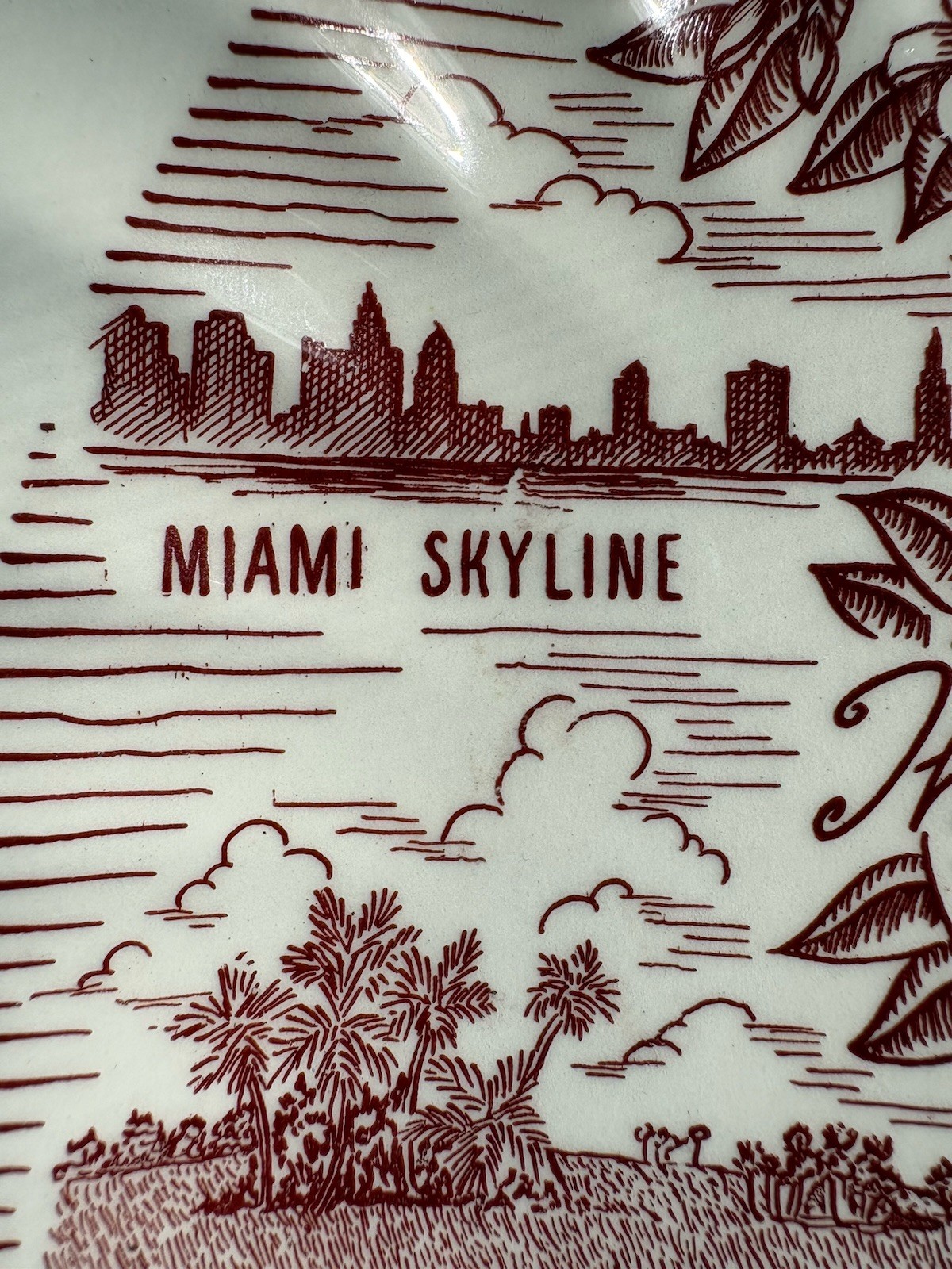 VTG Florida Souvenir Plate Sunshine State Transfer Ware Scallop Edge Kitsch Wall