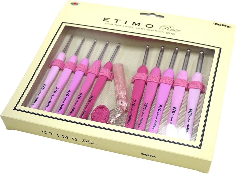 Tulip ETIMO Rose Crochet Hook Set TER-001 10 Hooks + Scissors + Case