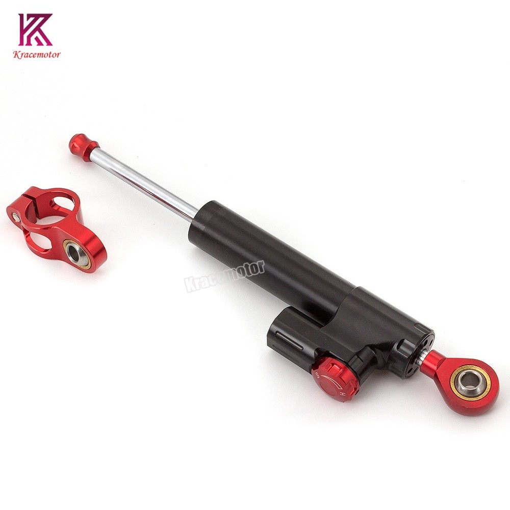 Adjustable CNC Steering Damper Stabilizer Linear Aluminum Motor Safety Black&Red