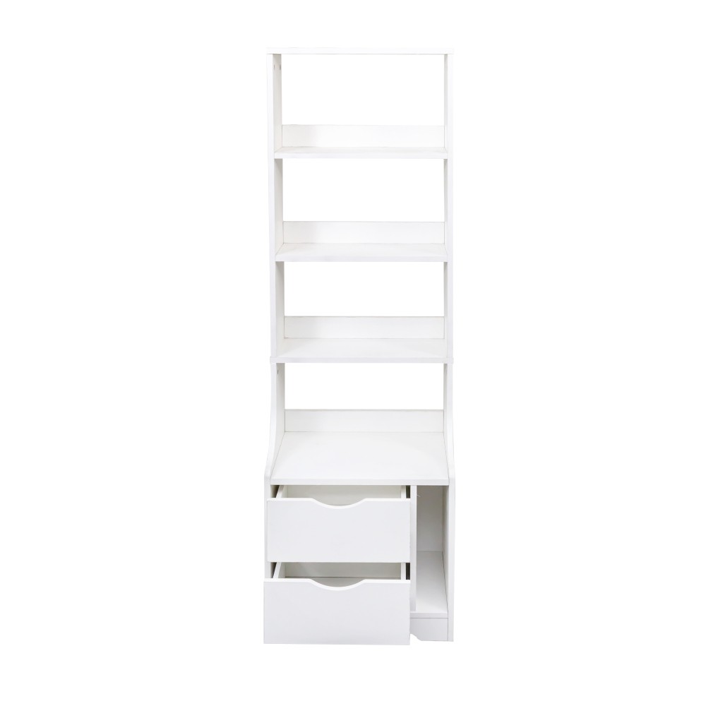 Bedside table with bookshelf and two storage drawers