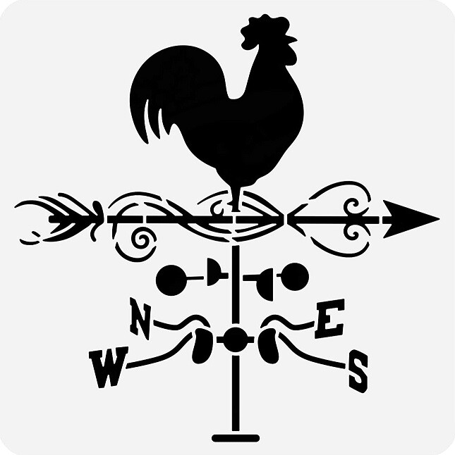 8"x8" Clear Plastic Stencil - Rooster (ME224)