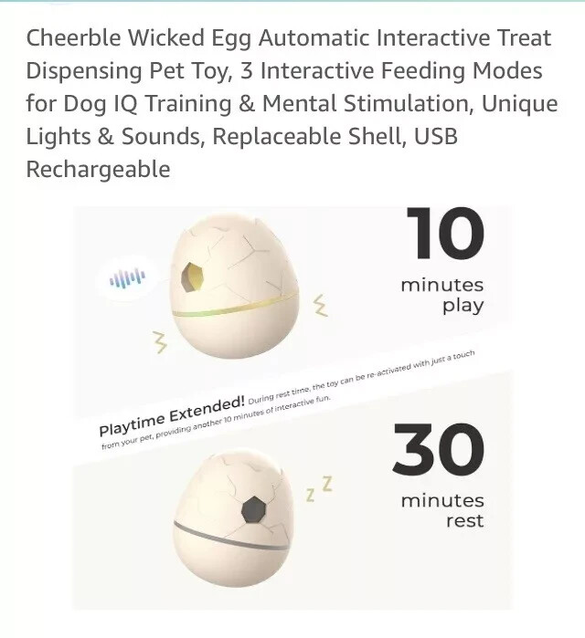 Cheerble Wicked Egg Automatic Interactive Treat Dispensing Pet Toy, 3 Interactiv