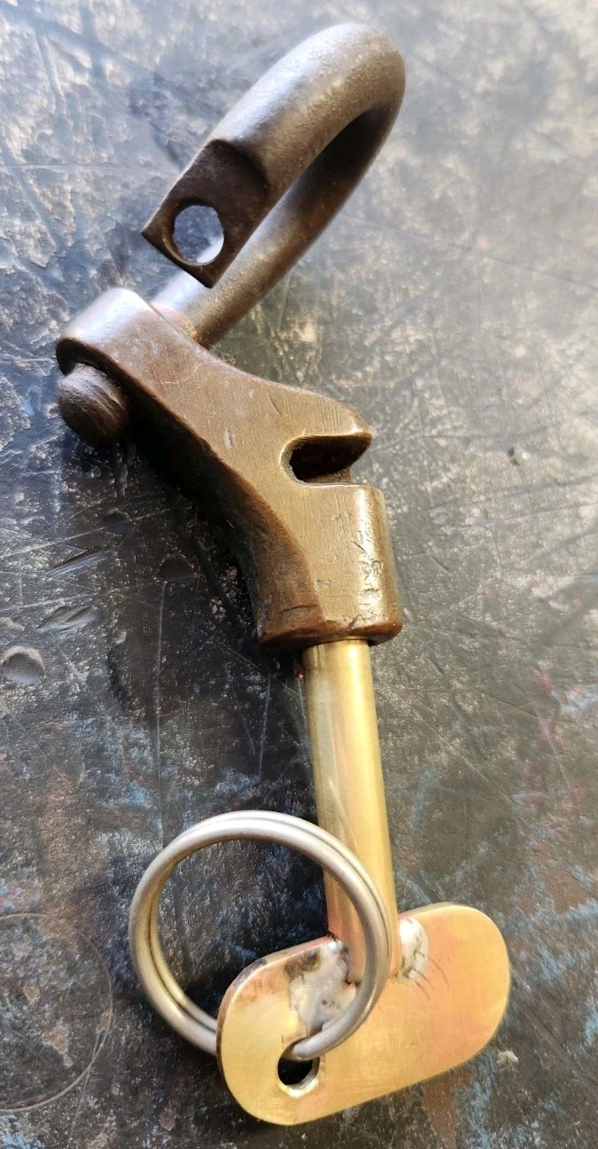 Original Civil War Brass And Iron Caisson Limber Lock W/ Repro Brass Key Works