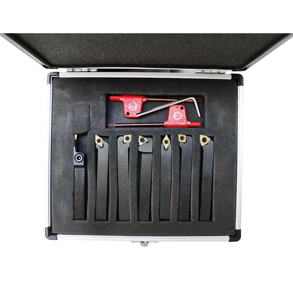 Carbide Indexable Turning Tool 3/8" 7 pc Lathe Tool Bit Set Thread Insert+Holder