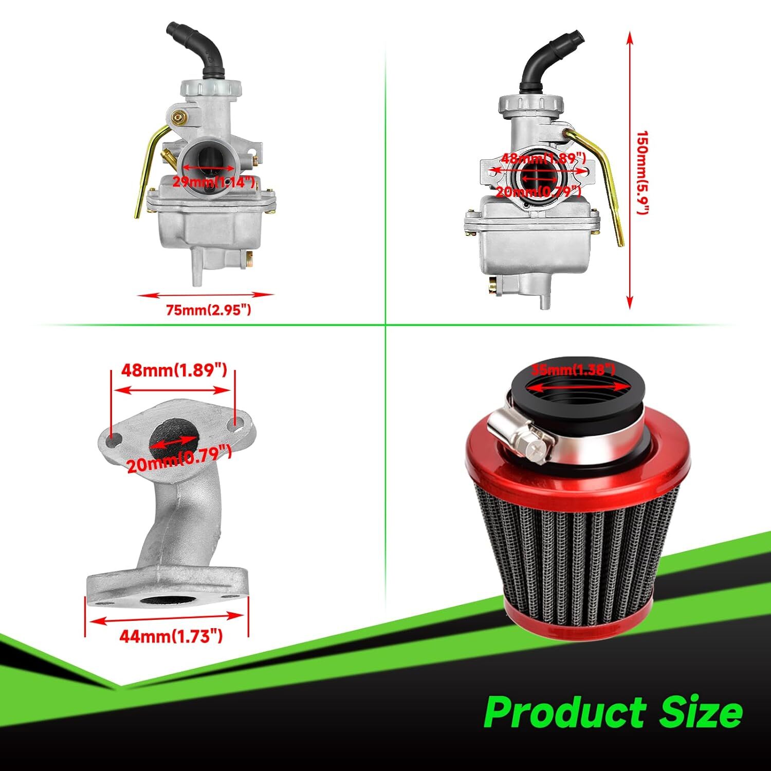 PZ20 Carburetor Ignition Coil Starter Relay Voltage Regulator CDI Kit For 125cc